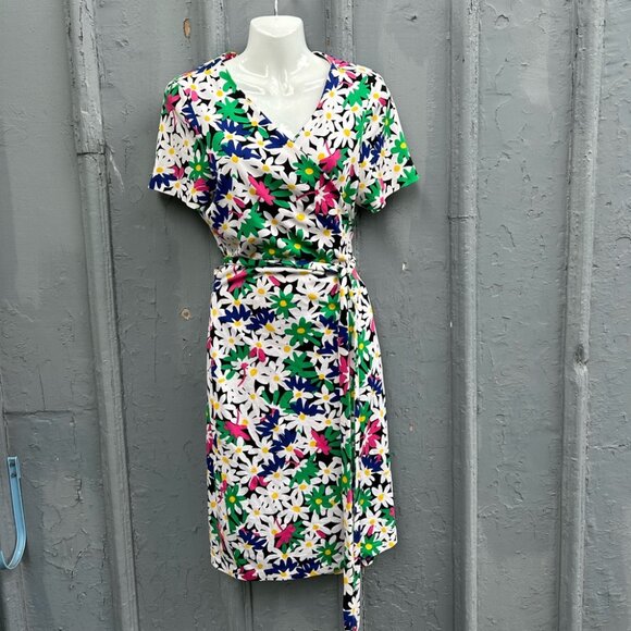 Diane Von Furstenberg New Julian Two Garden Daisy Multi Wrap Dress, approx 8 - Picture 5 of 16